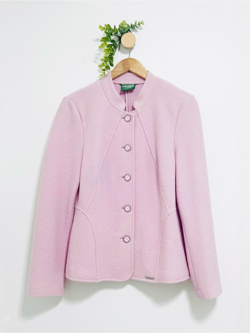 Geiger Austria 100% Wool Light Pink Barbiecore Blazer Flawed